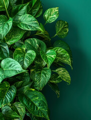 Lush Pothos plant in a green background