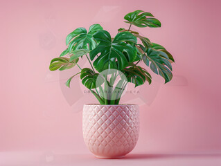 Lush Monstera deliciosa in a pot