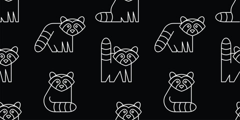 Seamless pattern with Raccoons. isolated on white background
