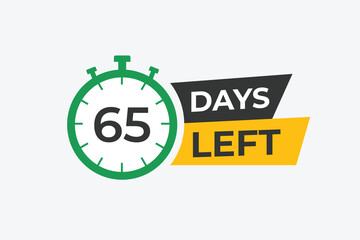 65 days to go countdown template. 65 day Countdown left days banner design. 65 Days left countdown timer
