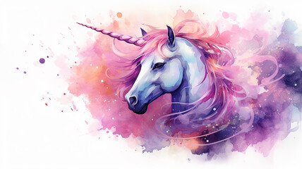 Obraz na płótnie Canvas Mythical unicorn is a fabulous creature symbol of purity and grace in pink tones