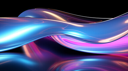 Sleek Blue Wavy Abstract Background with Pink Highlights