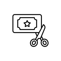 Raffle ticket outline icons, minimalist vector illustration ,simple transparent graphic element .Isolated on white background