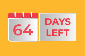 64 days to go countdown template. 64 day Countdown left days banner design. 64 Days left countdown timer
