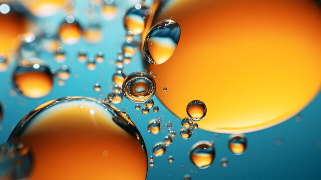 Close-up of water droplets reflecting bright colors