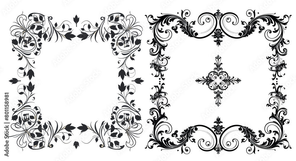 Poster decorative border frames. retro style dividers.