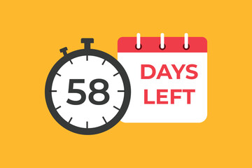 58 days to go countdown template. 58 day Countdown left days banner design. 58 Days left countdown timer
