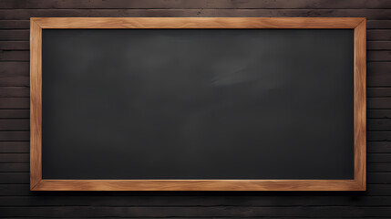 Blank blackboard with wooden frame on dark background