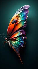 The image shows a beautiful butterfly with rainbow wings, looks like a Monarch butterfly.