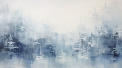 abstract winter forest landscape art, background background, in light gray and blue tones