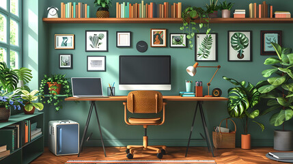 Cozy and Organized Home Office Space for Analytical Work