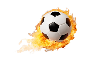  Soccer or foot ball in fire isolated on white background