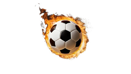 Fototapeta premium Soccer or foot ball in fire isolated on white background
