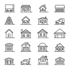 Fototapeta premium home outline icons collection