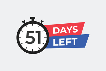 51 days to go countdown template. 51 day Countdown left days banner design. 51 Days left countdown timer
