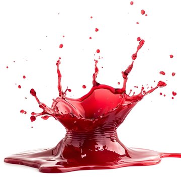 Photo red paint splash strawbery red juice splashing ketchup splash on white
