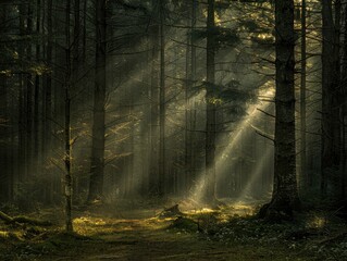 Unraveling Mysteries in an Ancient Forest - Wonder - Moody Forest Photography - Dappled Sunlight Filtering Through Trees