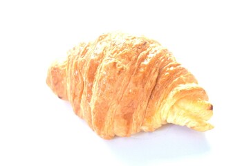 baking crispy butter croissant French bread on white background