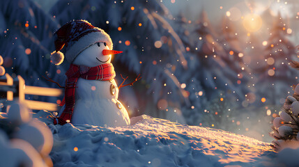 snowman in beautiful winter