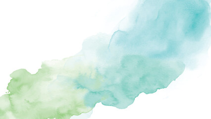 Blue green watercolor stains isolated on white background.