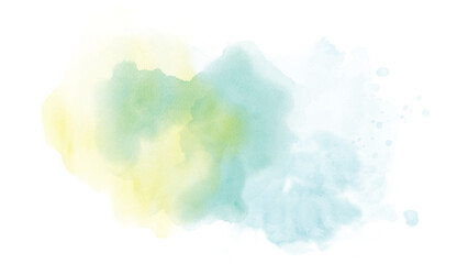 Blue yellow watercolor stains isolated on white background. © Artnizu