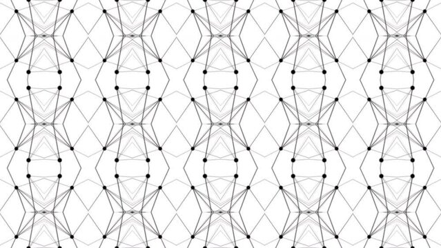 4k Abstract black and white color lines art pattern geometric shapes with white background.Seamless art pattern of simple technology background concept.