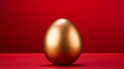 Golden egg on red background, business success concept
