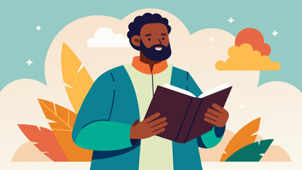 The pastor reads from the Book of Exodus connecting the story of the Israelites journey to freedom with the experience of African Americans and the. Vector illustration - obrazy, fototapety, plakaty