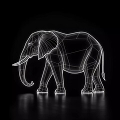  91 / 5,000 Translation results Translation result Simple line elephant silhouette. 3D Rendering. Very beautiful fluorescent bulb lighting