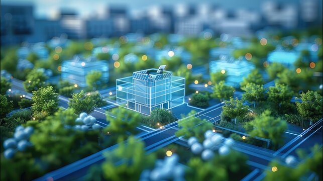 Application scene diagram of the microgrid in the communication. 3D. Generative AI.