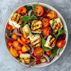 Chicken salad with mozzarella and cherry tomatoes