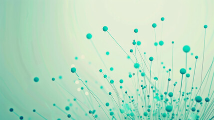 Bright blue dots and lines against a pale green backdrop, symbolizing digital life.