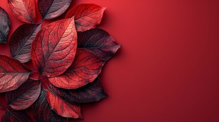  Group of red and green leaves..Or, if you prefer a more descriptive version:..Red background Text area