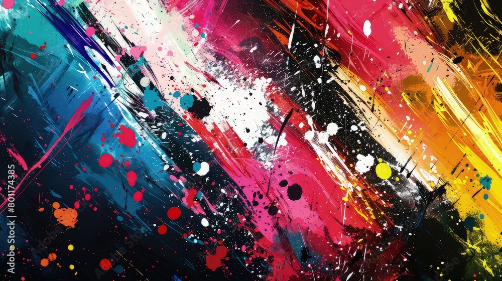 Canvas Prints a dynamic and colorful abstract background, where bold brush strokes meet splattered paint textures.