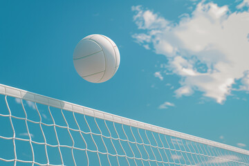 3D volleyball. Net and ball suspended in isolation