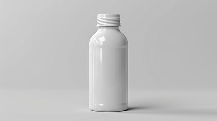 Ethereal Elegance: A White Bottle With a White Cap on a Gray Background