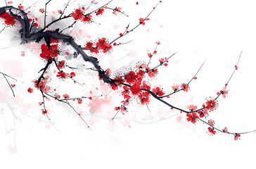 Plum blossom, plant, branch, Chinese style, illustration