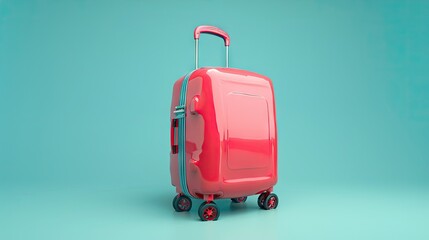Roaming in Style: A Pink Suitcase Glides on a Blue Canvas