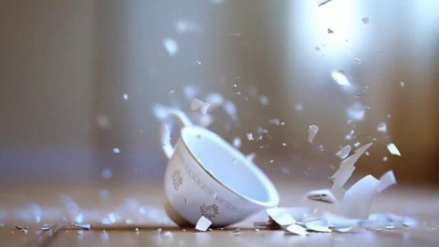 White dishes break on the floor