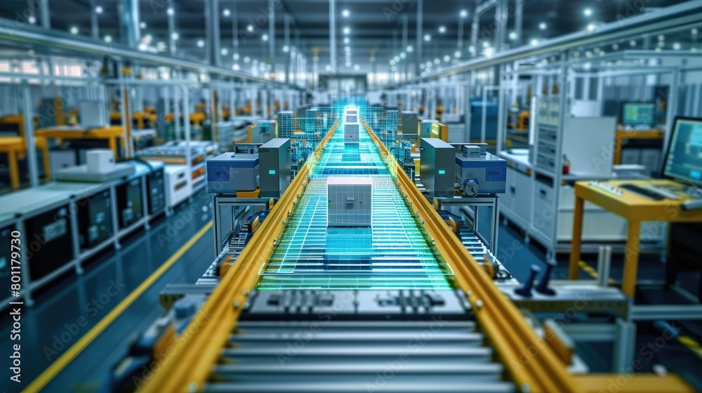 Leinwandbilder high-tech manufacturing line enhanced with digital twin solutions. generative ai.