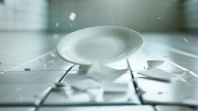 White dishes break on the floor