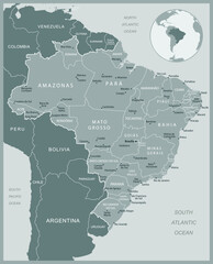 Fototapeta premium Brazil - detailed map with administrative divisions country. Vector illustration