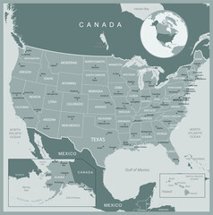 USA - detailed map with administrative divisions country. Vector illustration