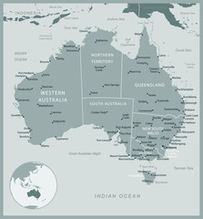 Obraz premium Australia - detailed map with administrative divisions country. Vector illustration