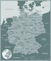 Obraz premium Germany - detailed map with administrative divisions country. Vector illustration