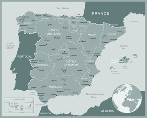 Spain - detailed map with administrative divisions country. Vector illustration