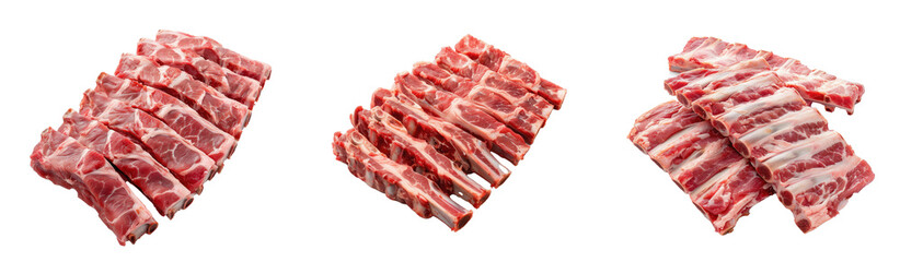 Slice Pork ribs. Raw meat on a white background