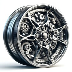 Image of a car wheel featuring gears