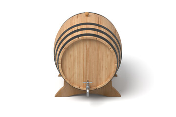 Top view of an oak wooden barrel