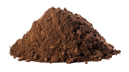 Heap of soil isolated on transparent background.